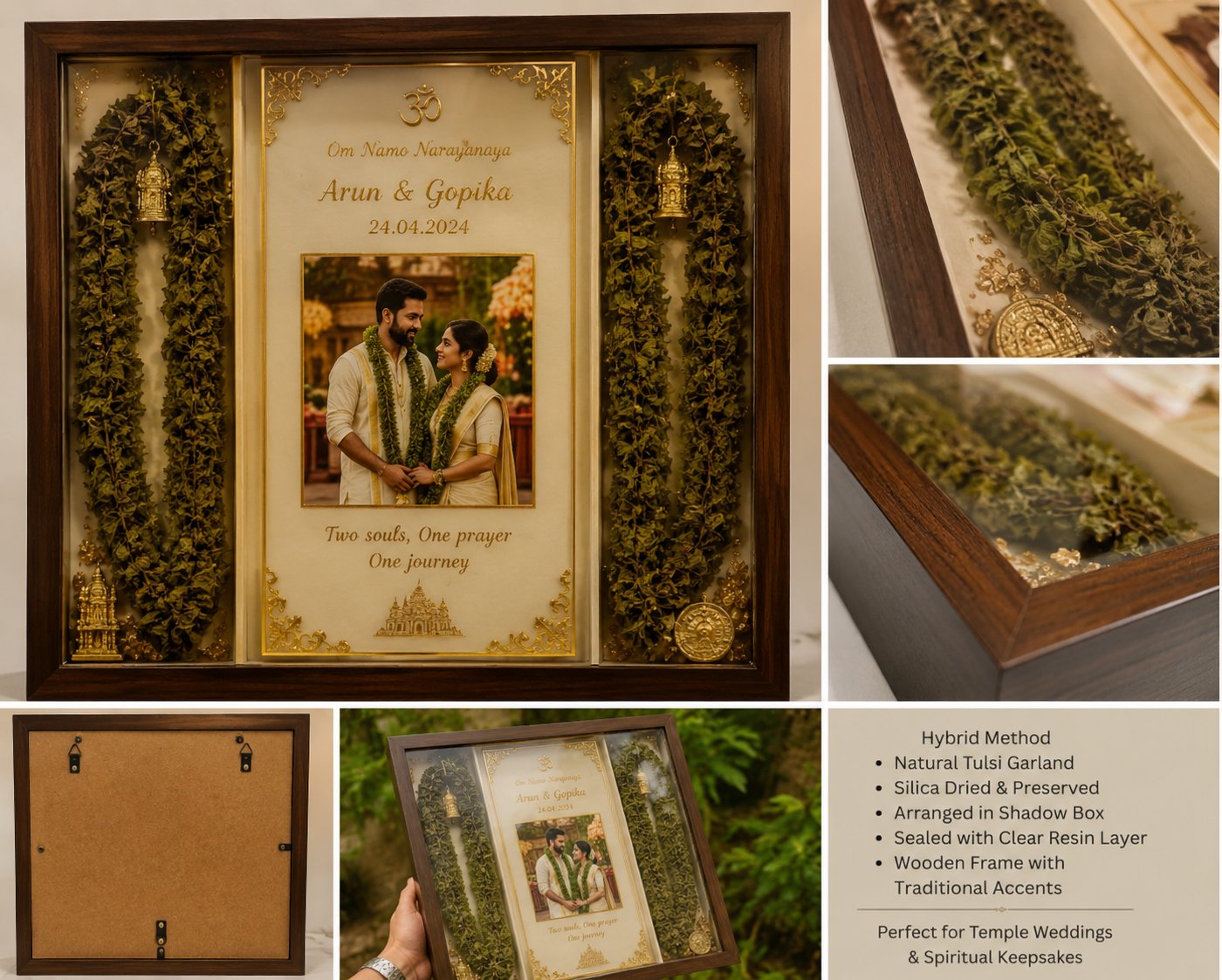 Tulsi varamala shadow box preservation for temple weddings
